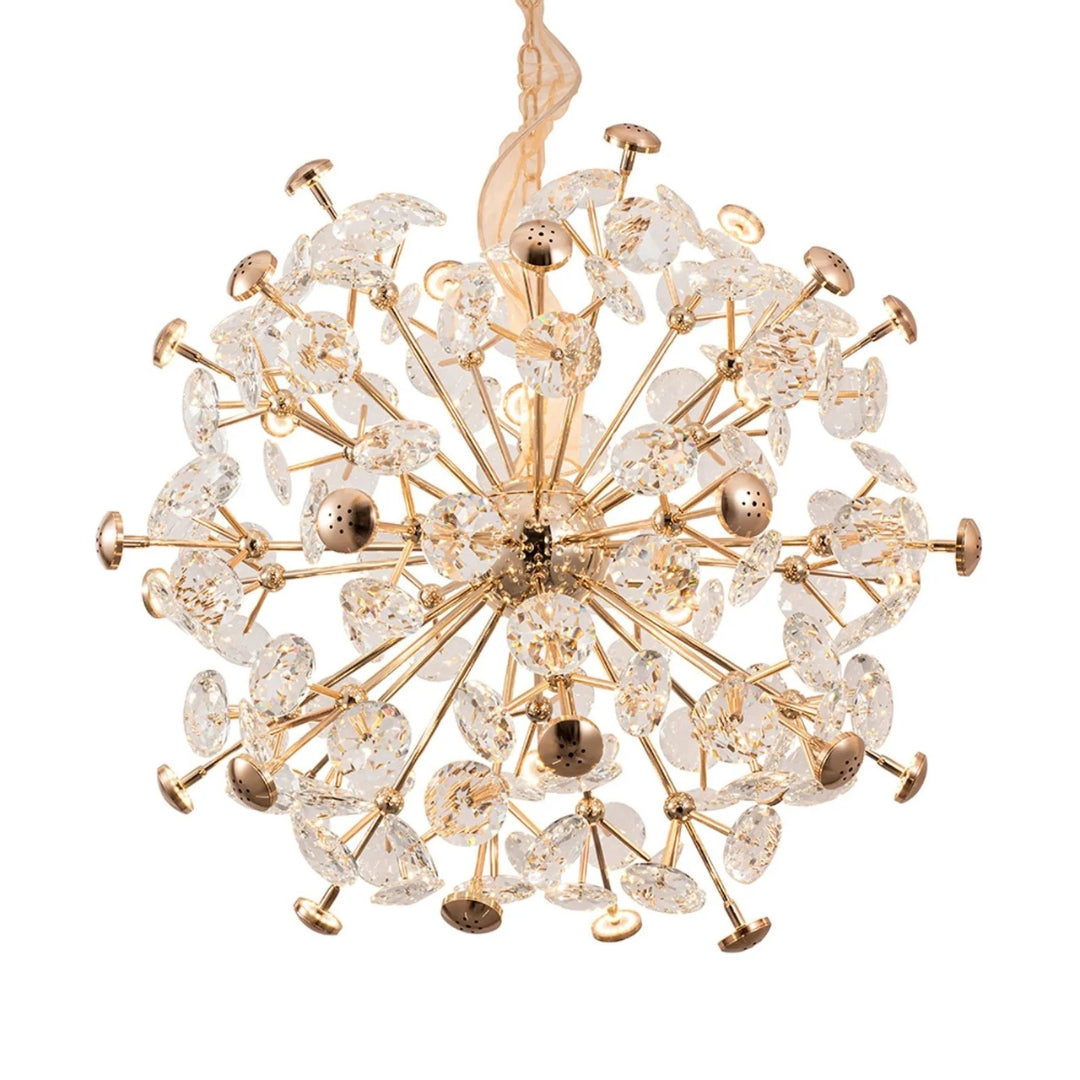 Pendente Ø72cm Metal e Cristal Dourado e Transparente