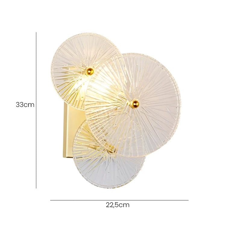Arandela Medea 22,5x30CM Vidro/Metal Dourado 1xG9 Bella Iluminação JO011
