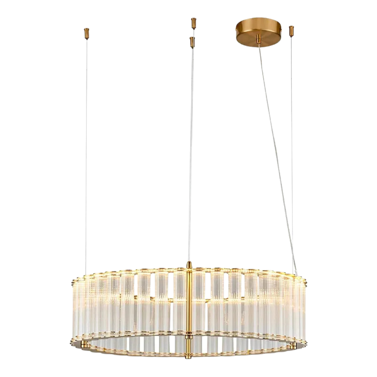 Pendente Monile Transparente Dourado 60cm LED 25W 3000K – Bella Iluminação