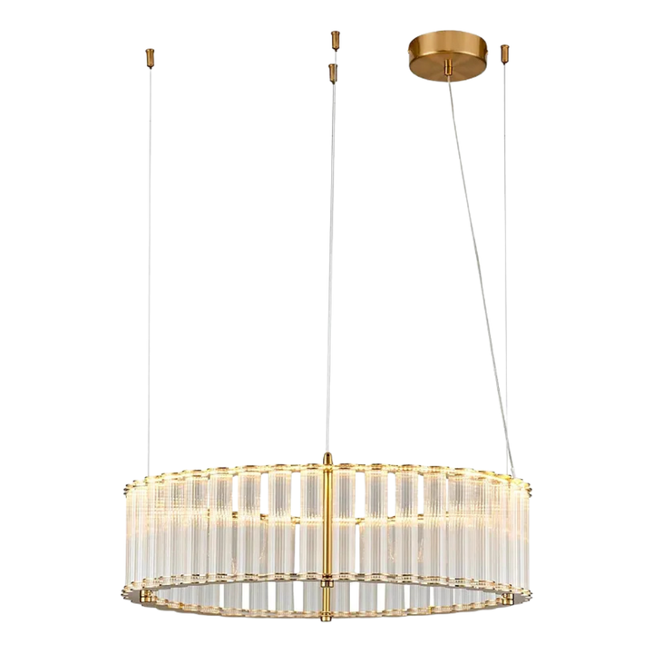 Pendente Monile Transparente Dourado 60cm LED 25W 3000K – Bella Iluminação