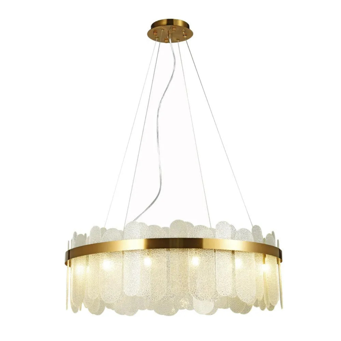Pendente Nexia Dourado Transparente 80cm 14xG9 – Bella Iluminação