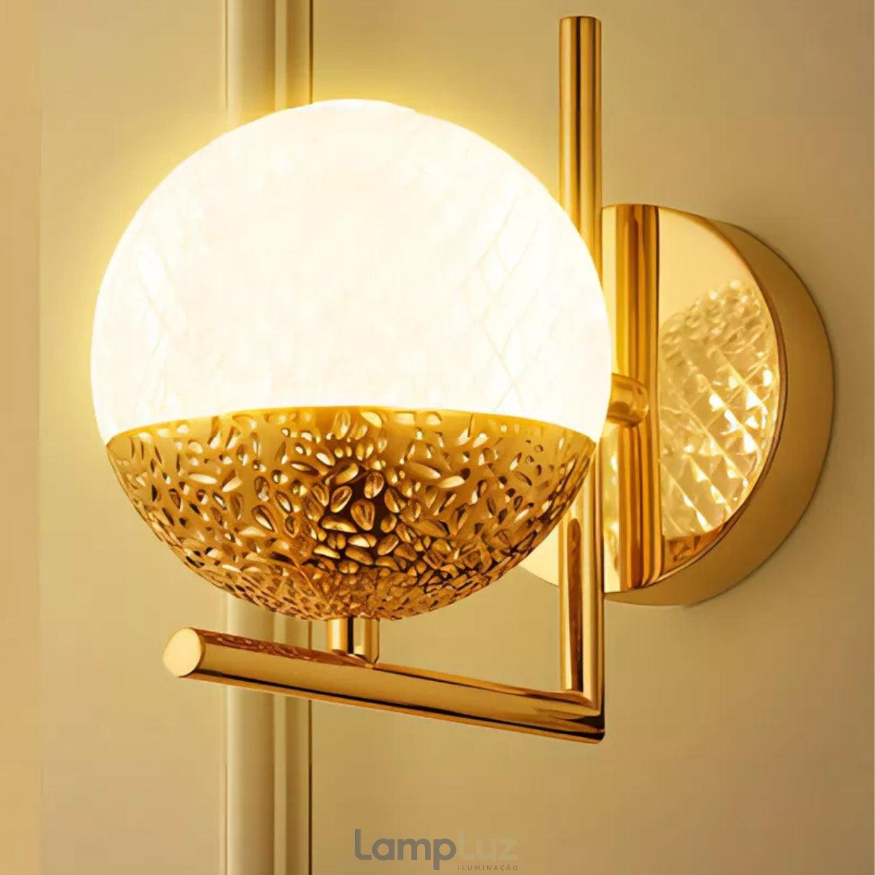 Arandela Led Cristal Dourado 6w Design Moderno P/ Parede