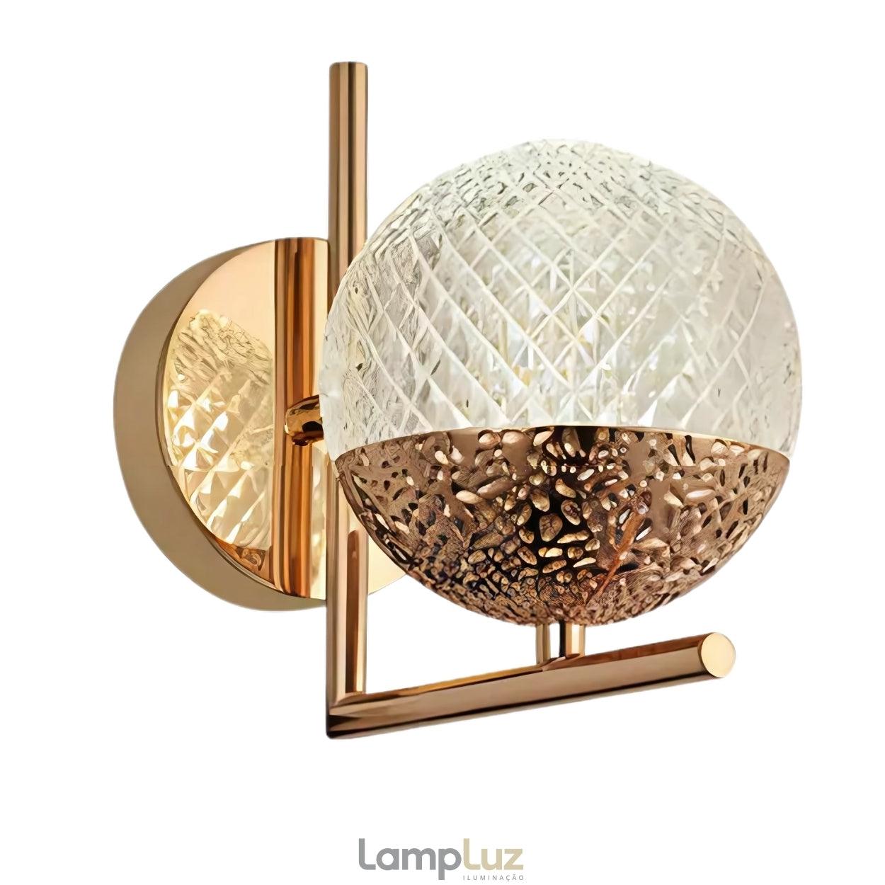 Arandela Led Cristal Dourado 6w Design Moderno P/ Parede