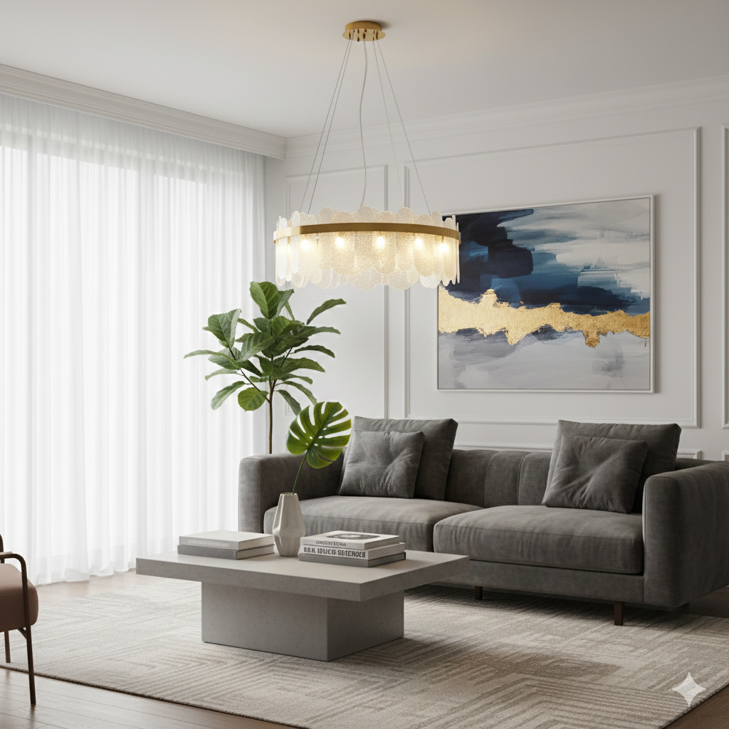 Pendente Nexia Dourado Transparente 80cm 14xG9 – Bella Iluminação