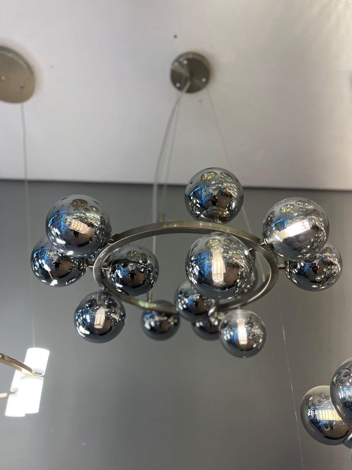 Pendente Halo Nickel E Cromado 56x24cm