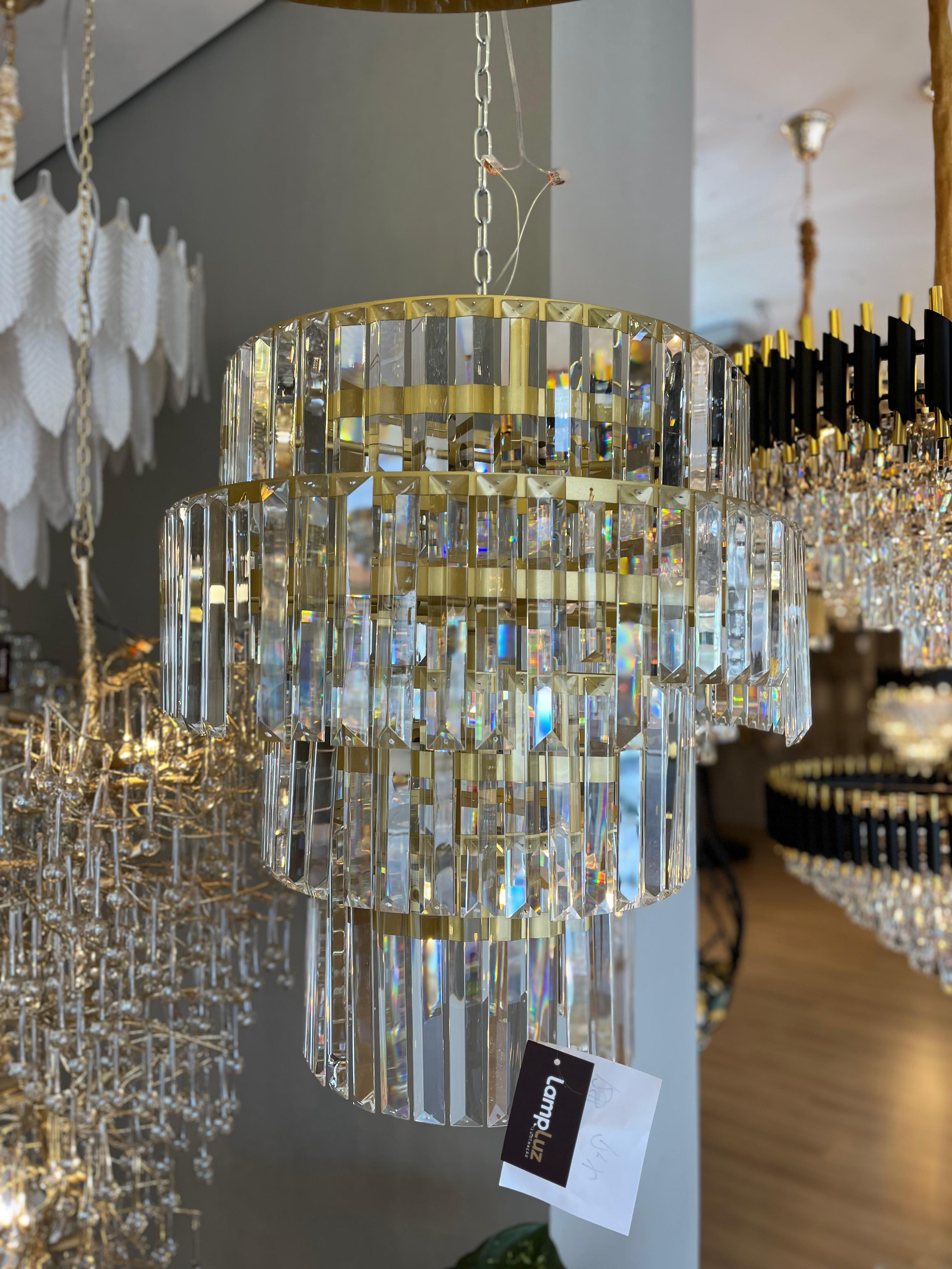 Pendente Majestic Dourado Cristal