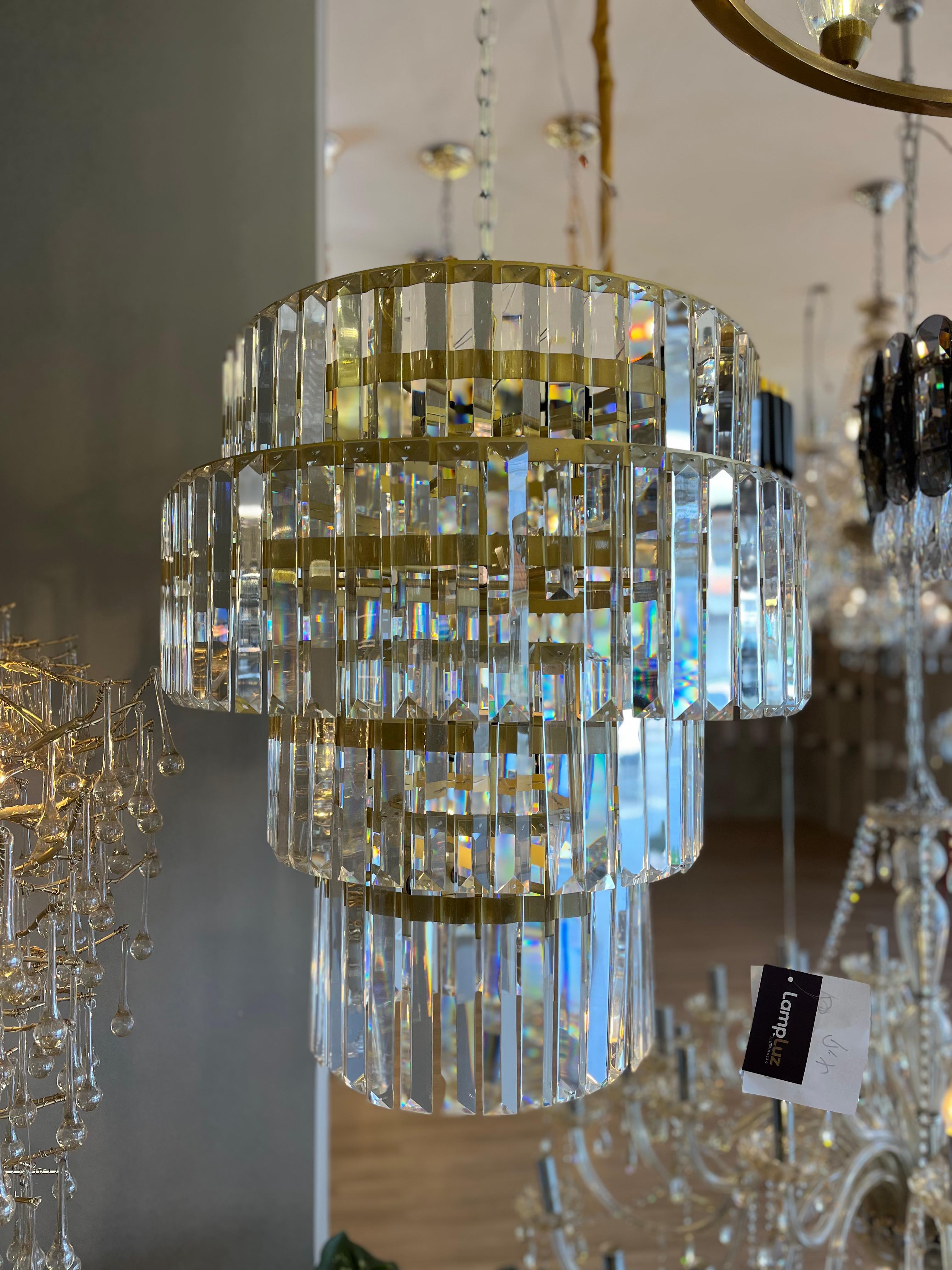 Pendente Majestic Dourado Cristal