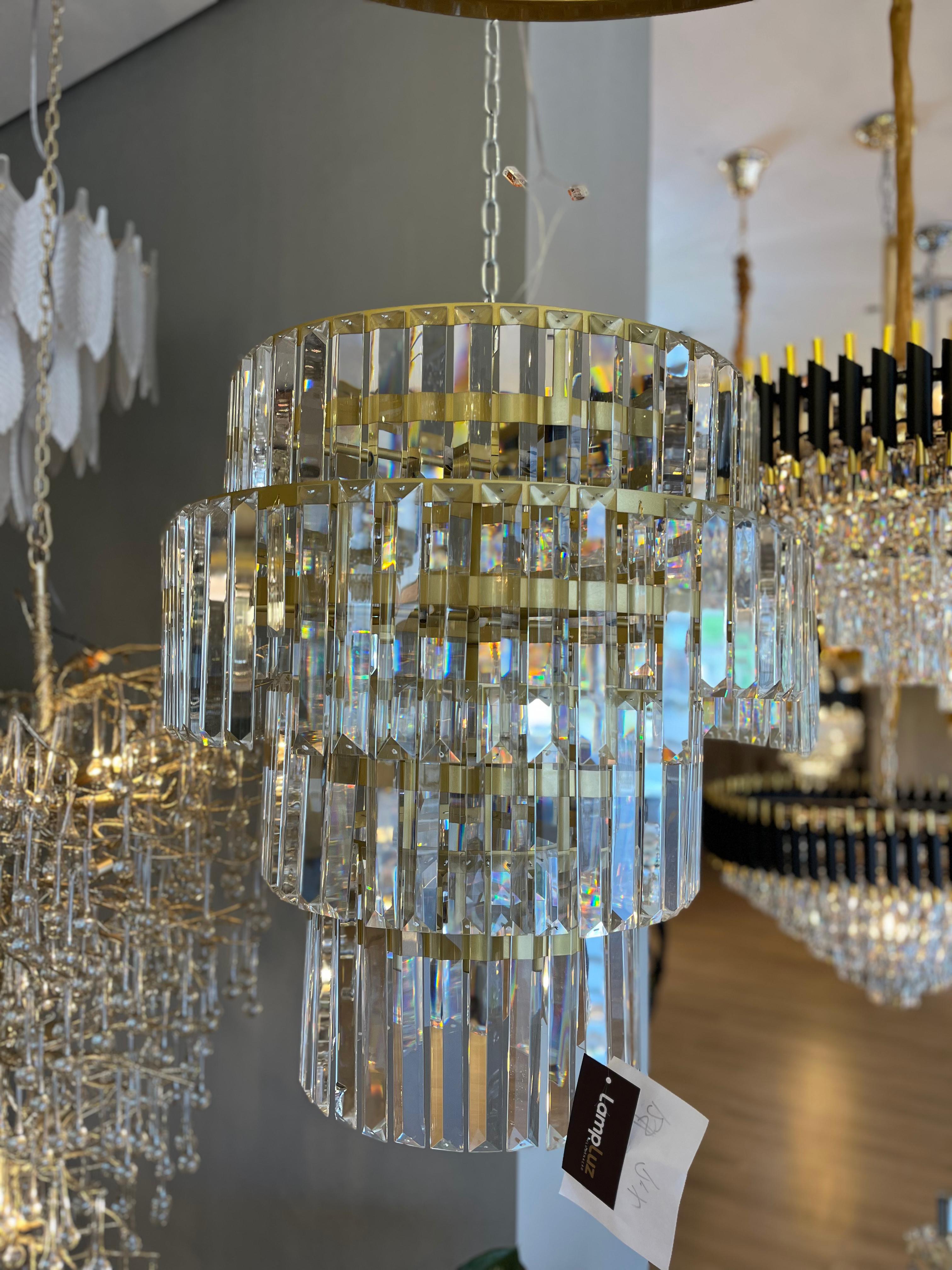 Pendente Majestic Dourado Cristal