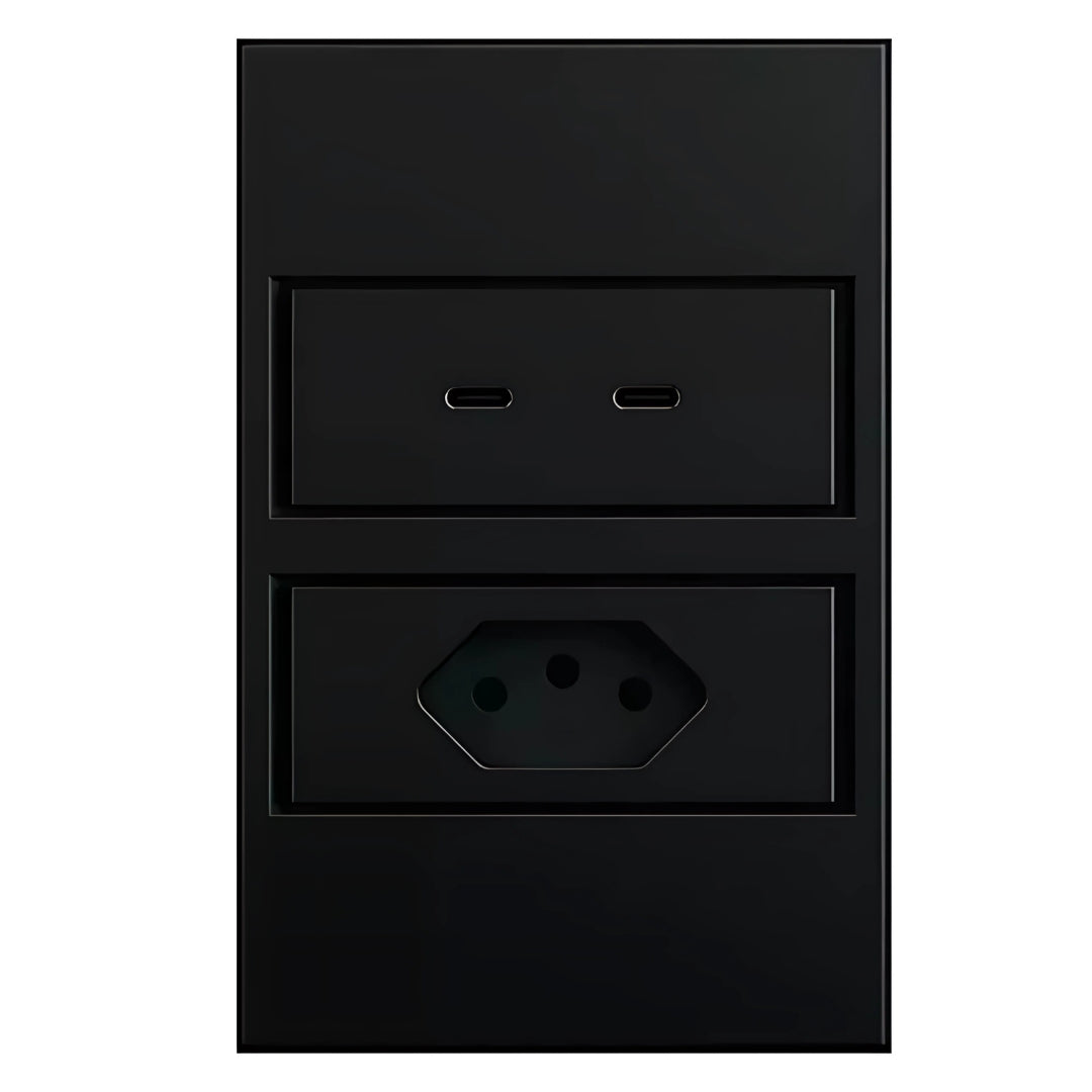 S. Touch Tomada Dupla 10A com USB-C 4A em Policarbonato – Stella STO24430