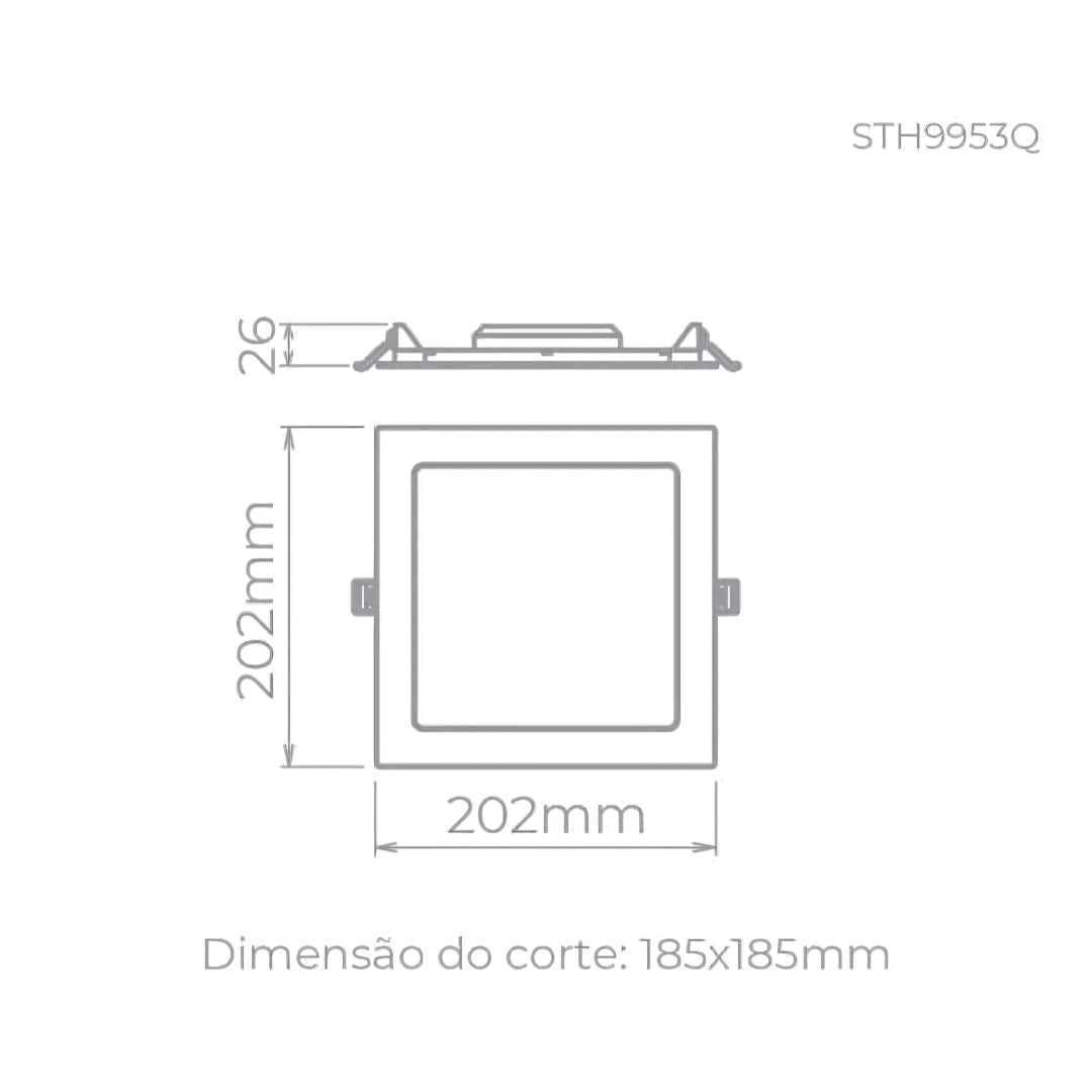 Painel LED de Embutir ECO Quadrado 18W - STH9953Q - Stella