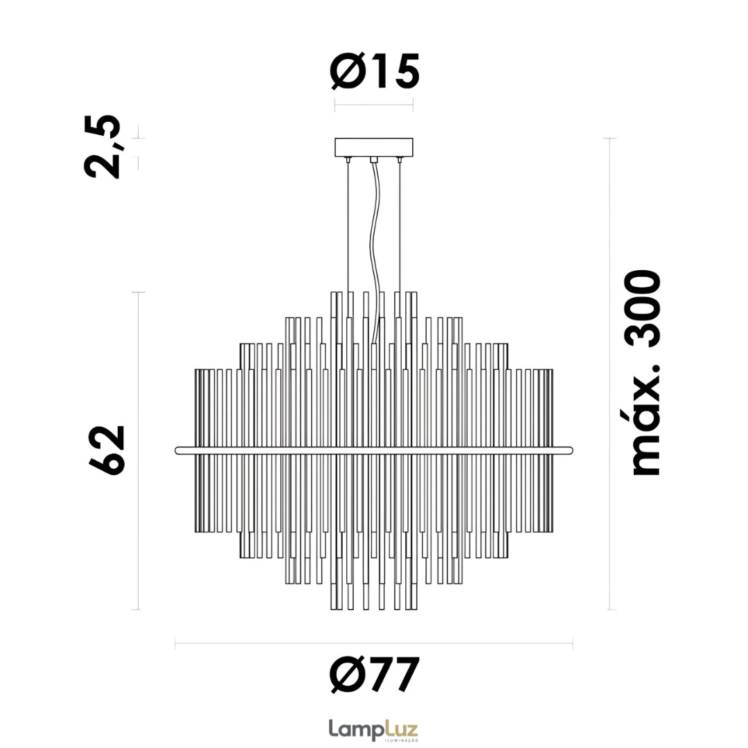 Lustre Pendente Doppler Redondo Bella Iluminação