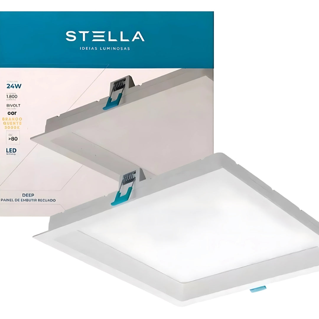 Painel de Embutir LED Deep Recuado Quadrado Stella STH8904BR/30
