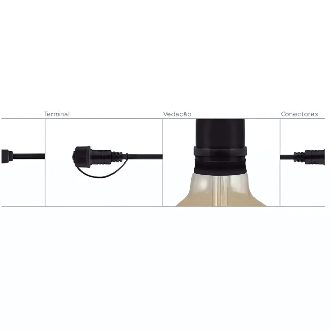 Cordão de Luz Hang 5 m Externo PVC Preto – Stella STH7099
