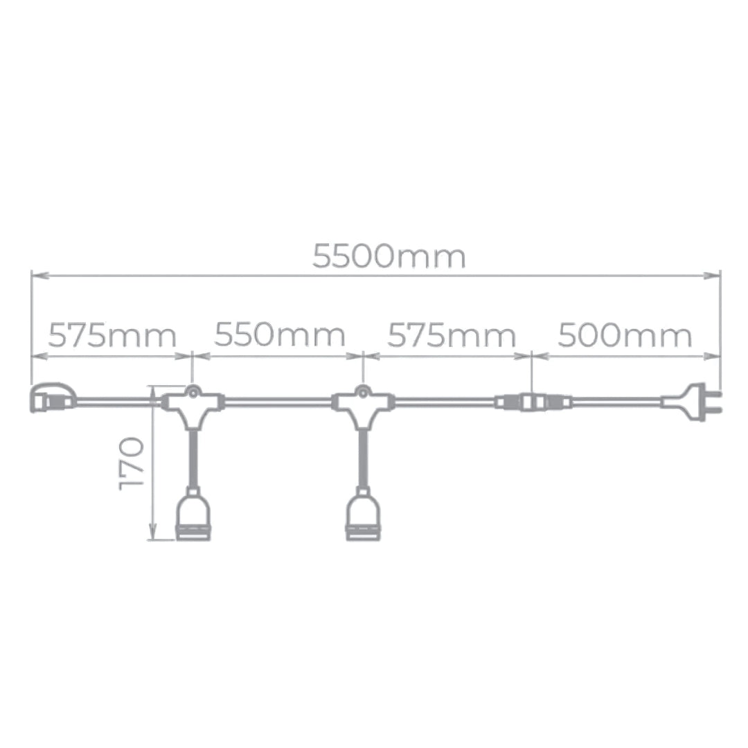 Cordão de Luz Hang 5 m Externo PVC Preto – Stella STH7099