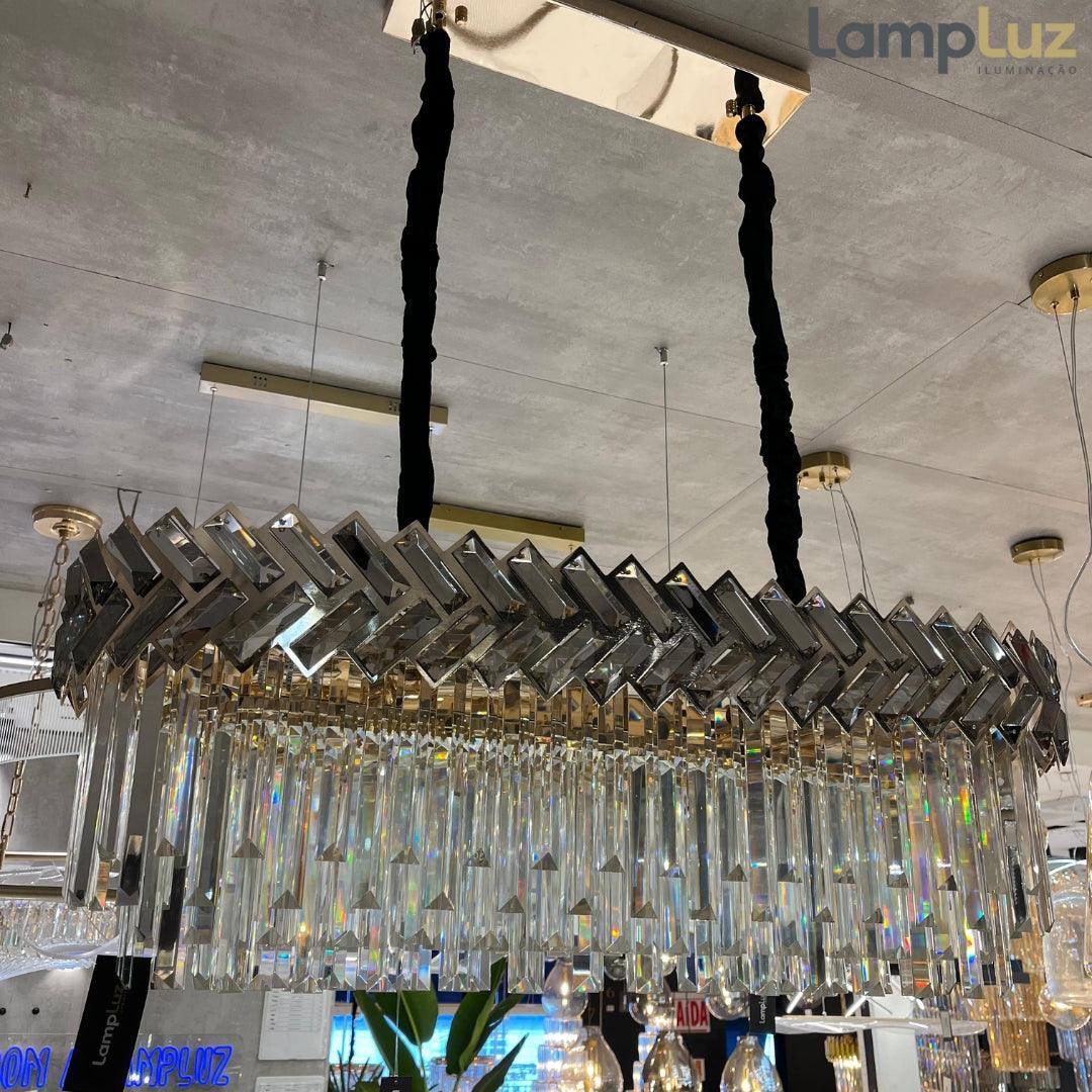 Lustre Mumbai em Metal Dourado e Cristal