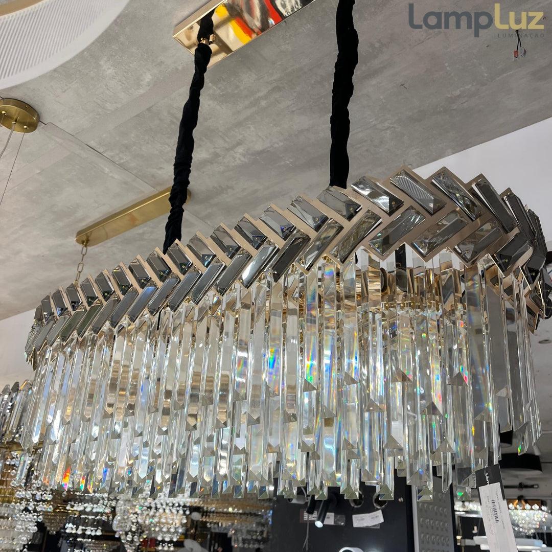 Lustre Mumbai em Metal Dourado e Cristal