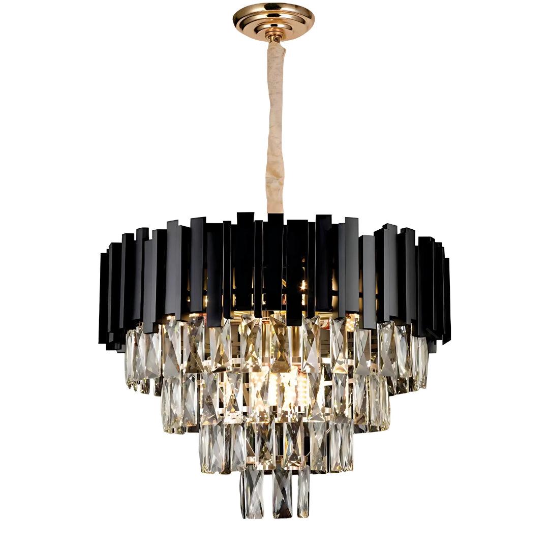 Luminária Pendente de Cristal Royale Preto Ø72x43cm