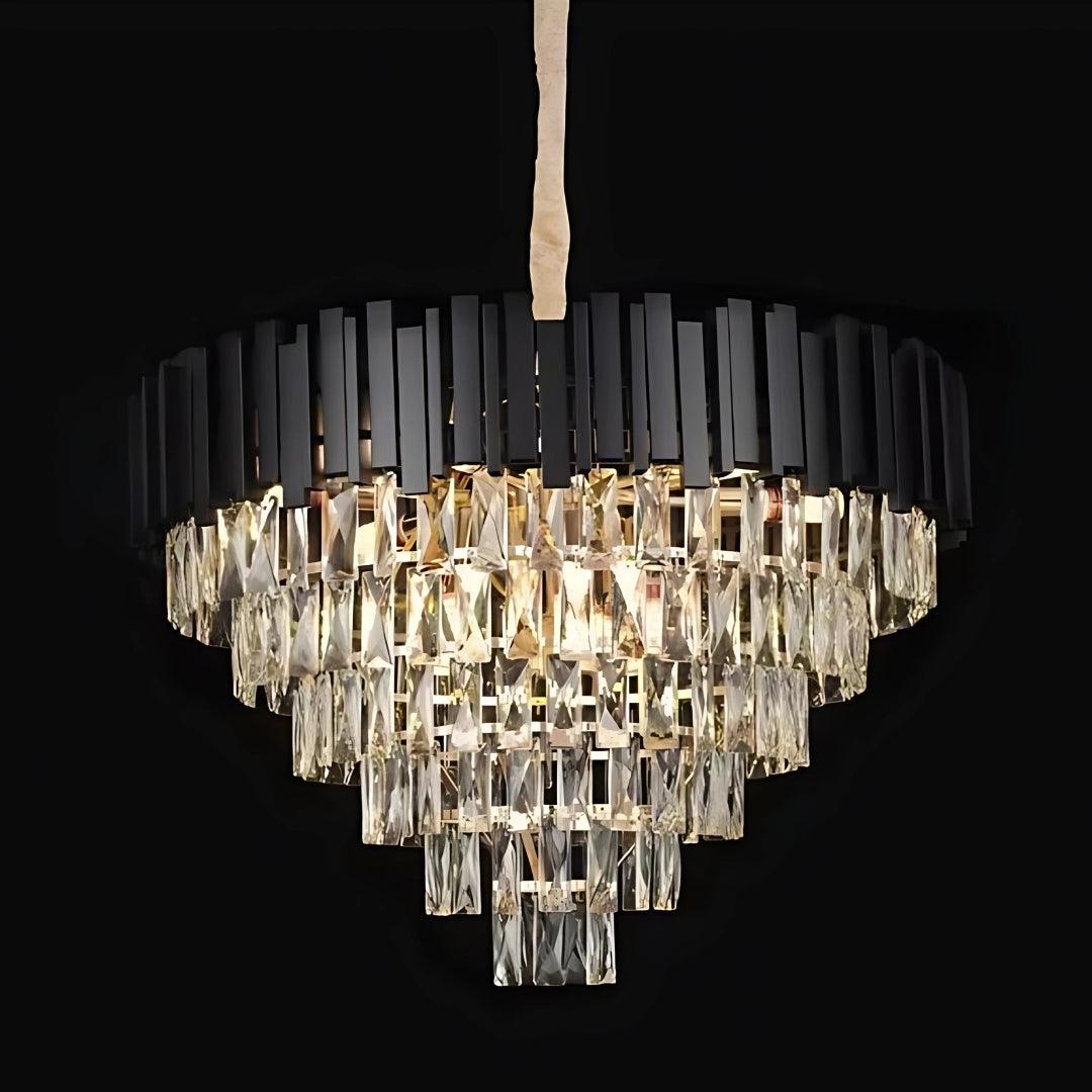 Luminária Pendente de Cristal Royale Preto Ø72x43cm